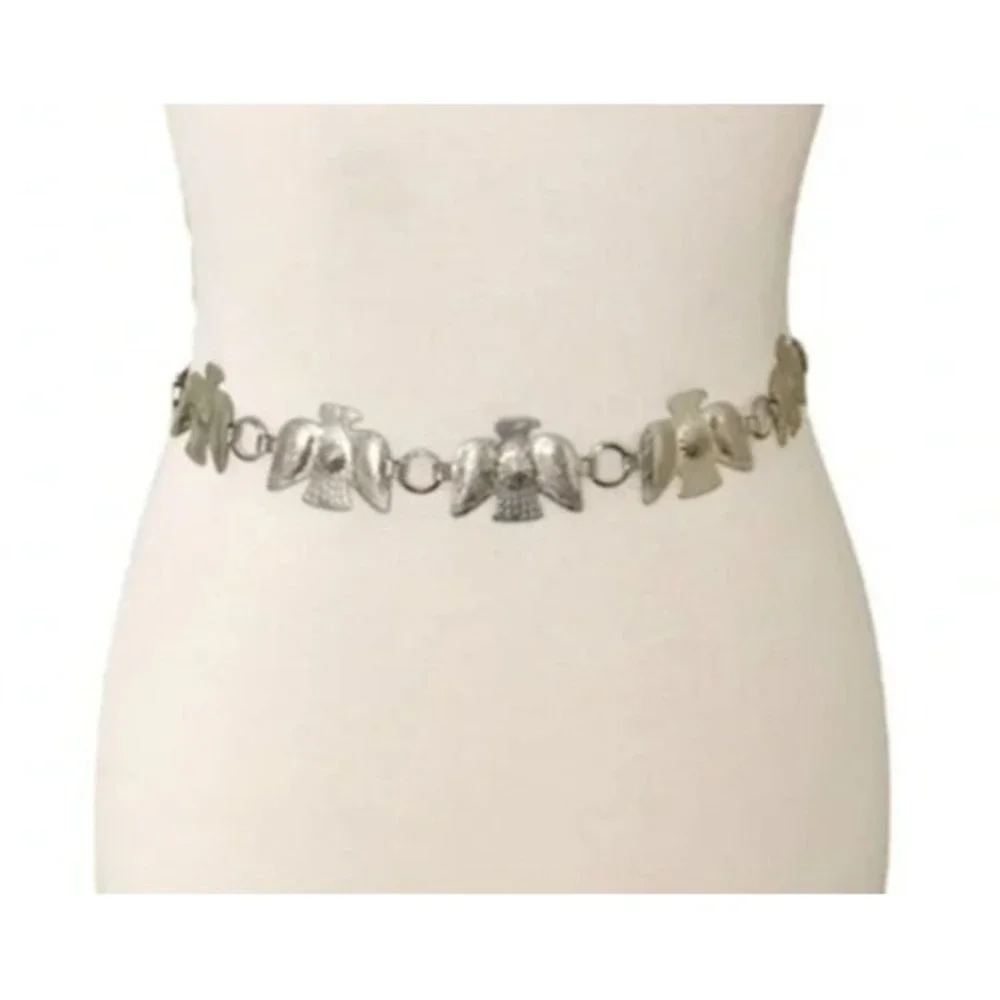 Vintage Fiesta Thunderbird Concho Belt Silver Tone Southwestern Phoenix 34 Inch